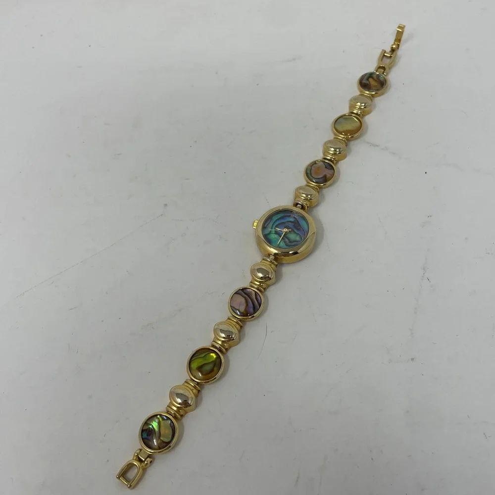 Vintage Gold Tone Abalone Shell Dial Japan Movt Watch Vienna Model‎ SQ387